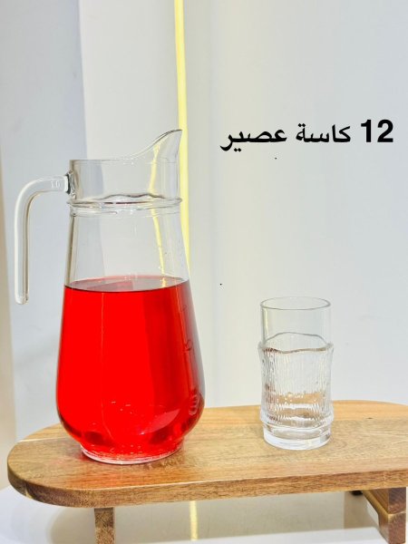 طقم/13 كوز شراب K90/14 + كاسة عصير/12 زجاج سادة KX2255-D CLEAR +